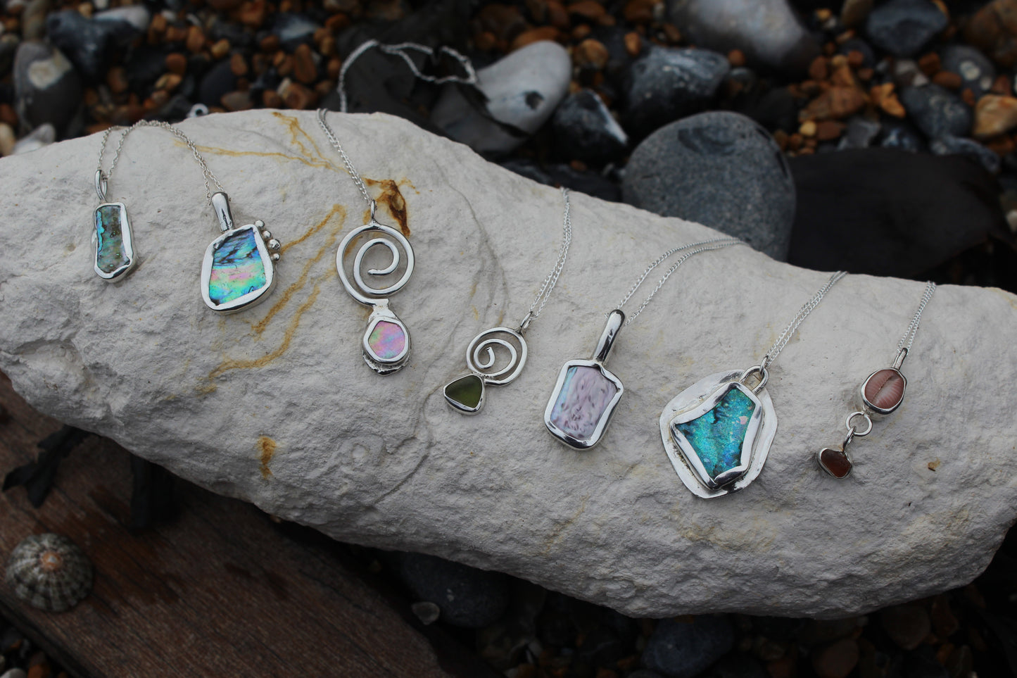 Sea worn: shell and seaglass necklace